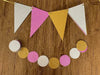 Pink Happy Birthday Banner Glitter Garlands Balloons Confetti Party Decorations