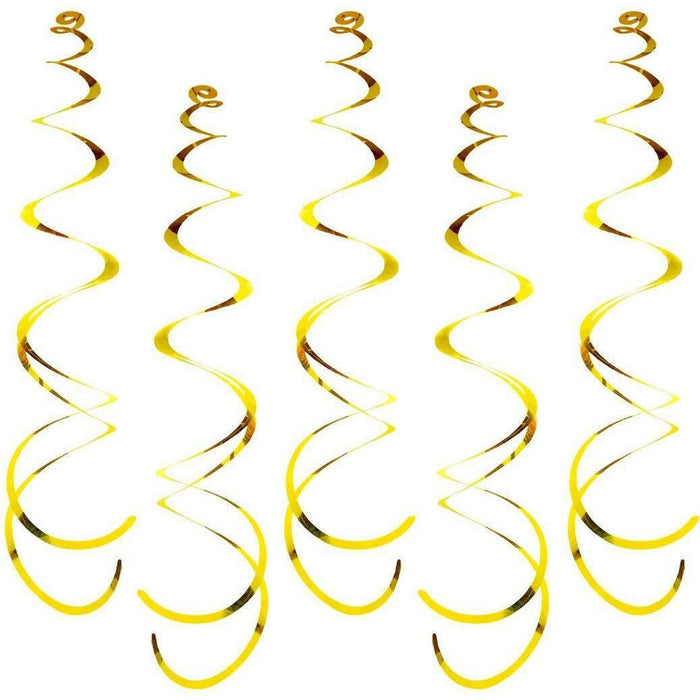 Gold Hanging Swirls Spiral Swirl Party Decorations Foil Ceiling Whirls 12pcs