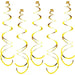 Gold Hanging Swirls Spiral Swirl Party Decorations Foil Ceiling Whirls 12pcs