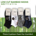 Bamboo Socks Ankle Low Cut Soft Cushion Work Sport Men s6-12 Black Navy White