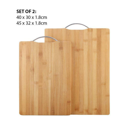 Large Bamboo Chopping Board for Kitchen Serving Cutting Boards Set Wooden 2pcs