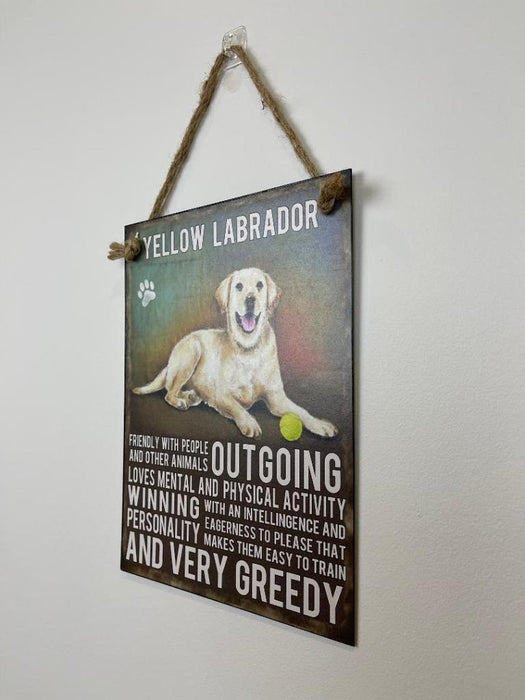 Yellow Labrador Dog Sign Metal Wall Hanging Dogs Sign Colourful Home Decor 27cm