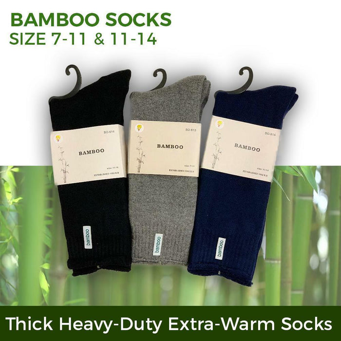 Premium Bamboo Socks Thick Warm Winter Sock Heavy Duty Soft Work Black Navy