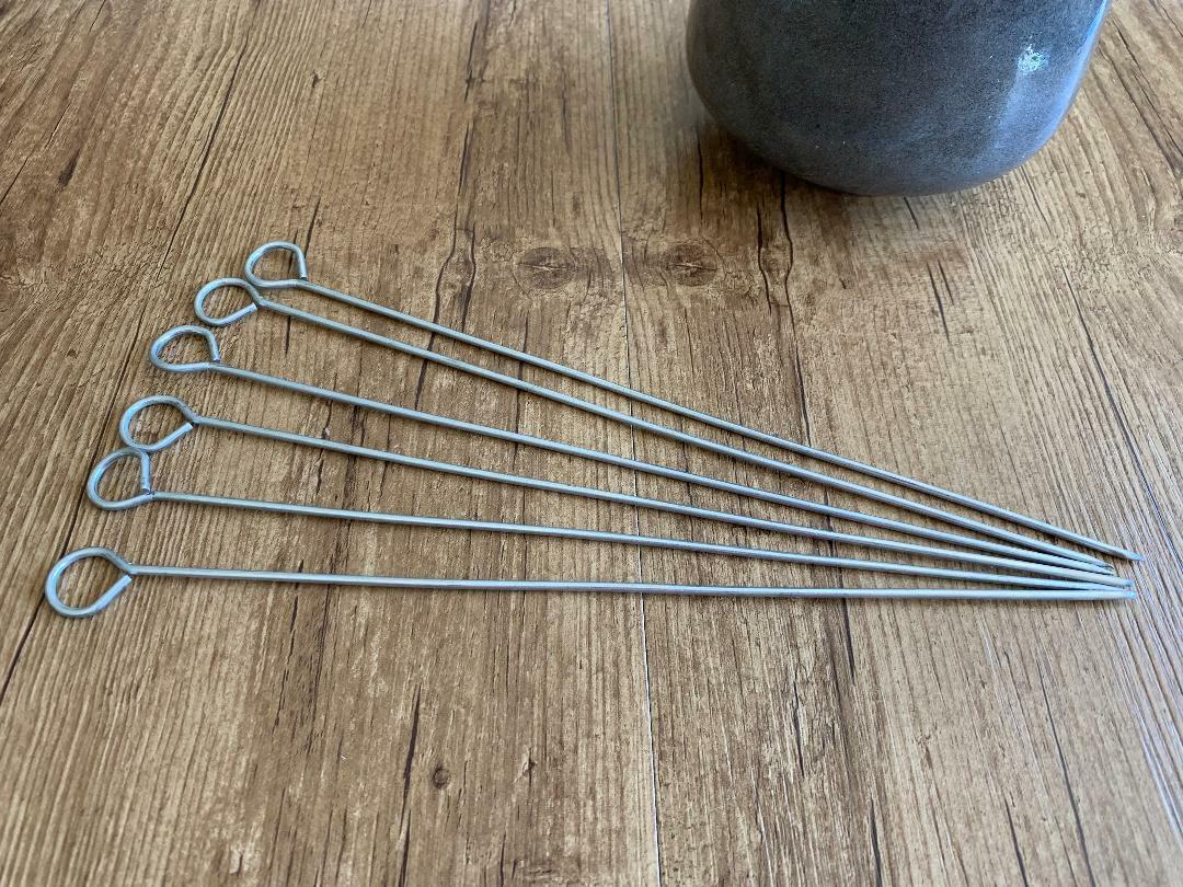 Metal BBQ Skewers Barbecue Sticks Reusable Grill Kebab Grilling Skewer 35cm