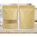 Zip Lock Stand Up Bags Paper Bag with Window Brown Kraft Pouch Food Storage 15cm