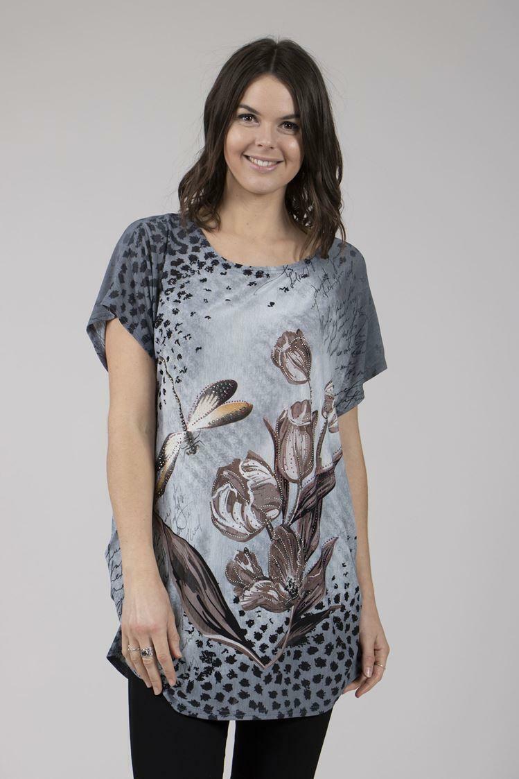 Caroline Morgan Women Casual Loose Tops Summer Floral Tiger Cat Dog Animals Top