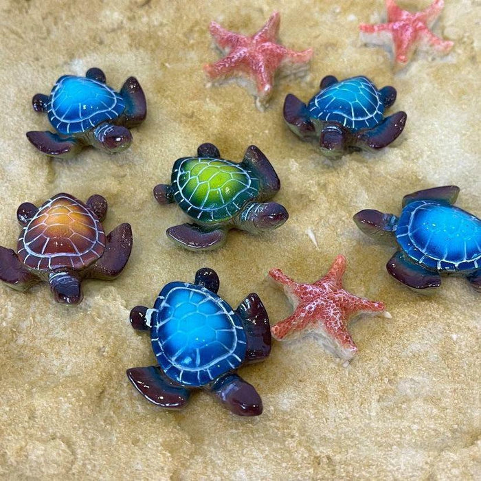 Miniature Sea Turtle Figurine Statue set of 6 Mini Turtles Indoor Outdoor Garden