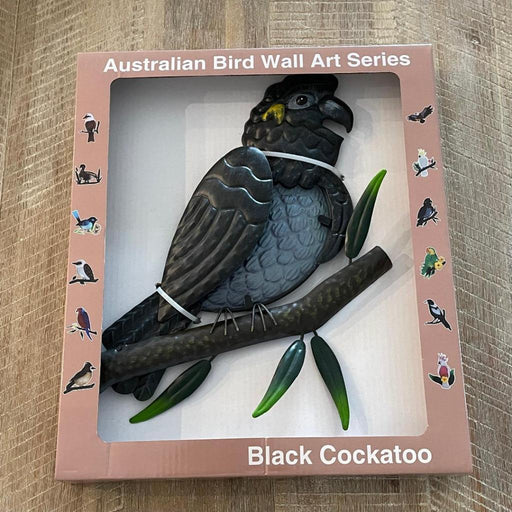 Black Cockatoo Metal Bird Wall Art 3D Birds Hanging Home Garden Decor Sculpture