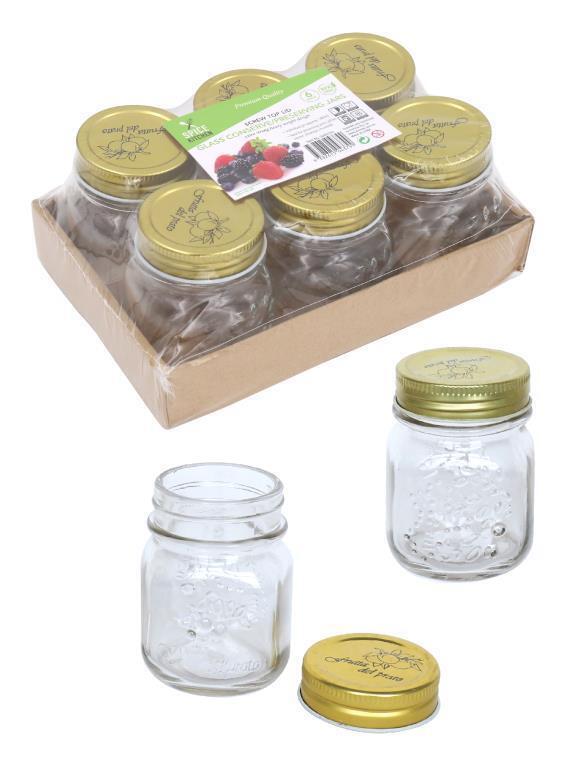 Clear Glass Jars with Gold Crew Top Lid Small Jam Baby Food Storage Jar 180ml