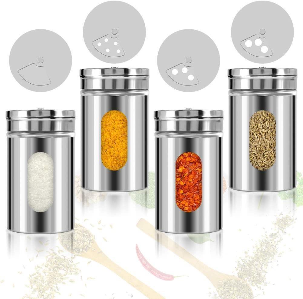 12x Glass Storage Jar with Shaker Lid Seasoning Spice Herb Salt Pepper Jars Bulk