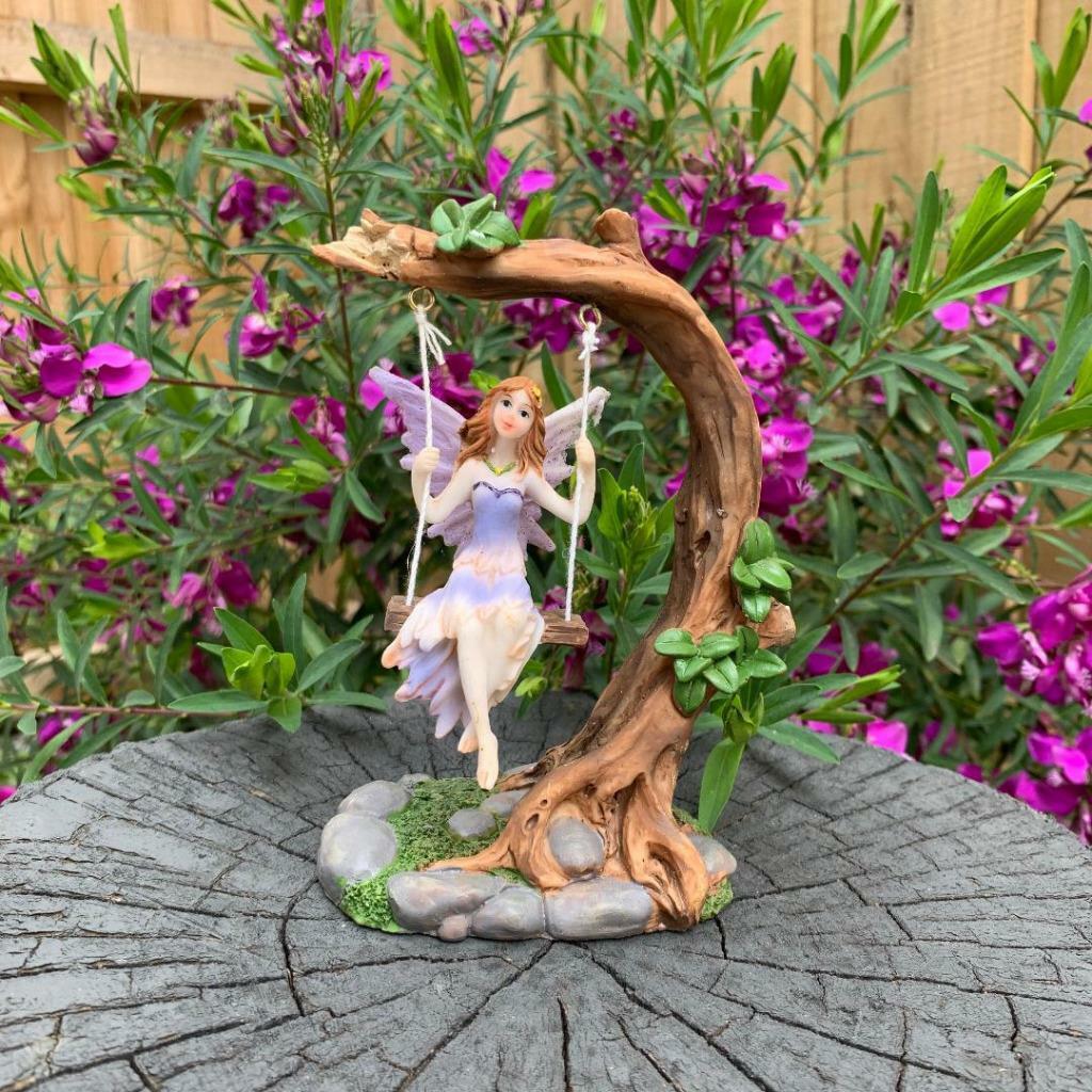 Fairy on Tree Swing Garden Décor Accessories Figurine Fairies Angel Ornaments