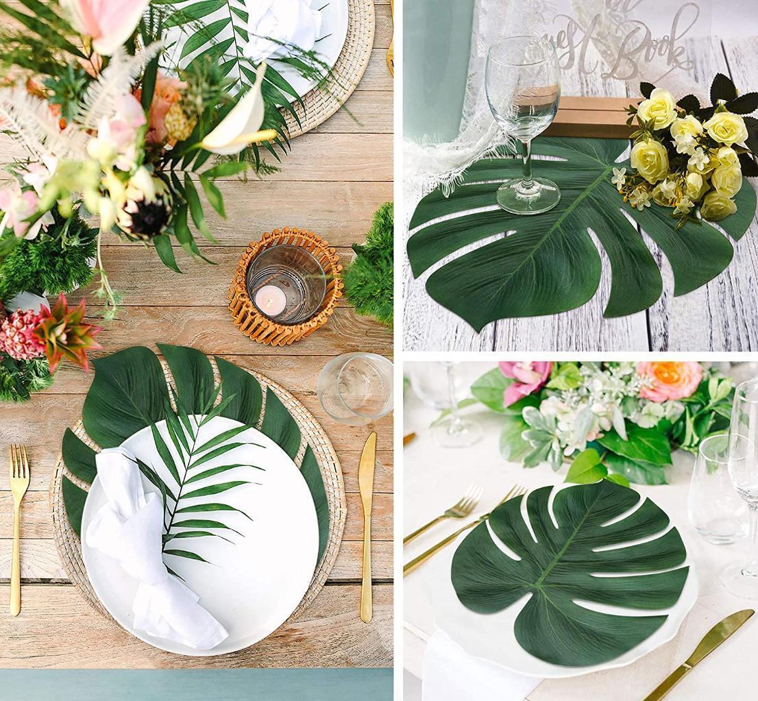 Artificial Palm Leaves Tropical Monstera Palm Leaf Jungle Hawaiian Luau Party