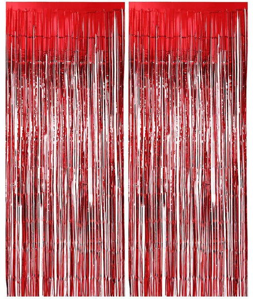 Foil Metallic Fringe Tinsel Curtain Red Backdrop Door Party Decorations Decor