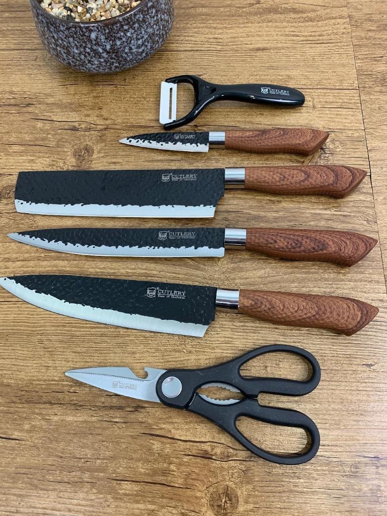 Kitchen Knife Set Chef Knives Stainless Steel Nonstick 6 pieces Scissor Gift Box