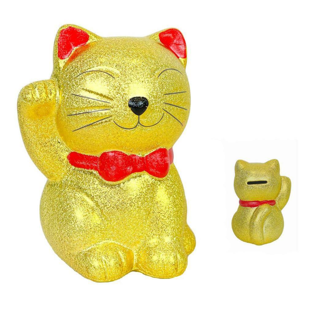 Lucky Cat Money Box Piggy Bank Coin Saving Gold Fortune Feng Shui Decor Novelty