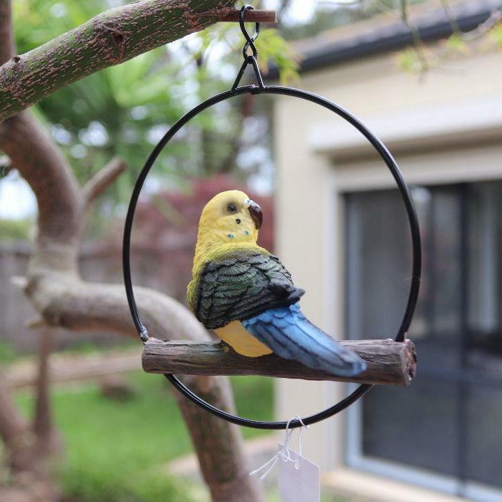 Parrot Lorikeet Bird in Ring Birds Figurine Statue Yard Garden Ornaments Decor