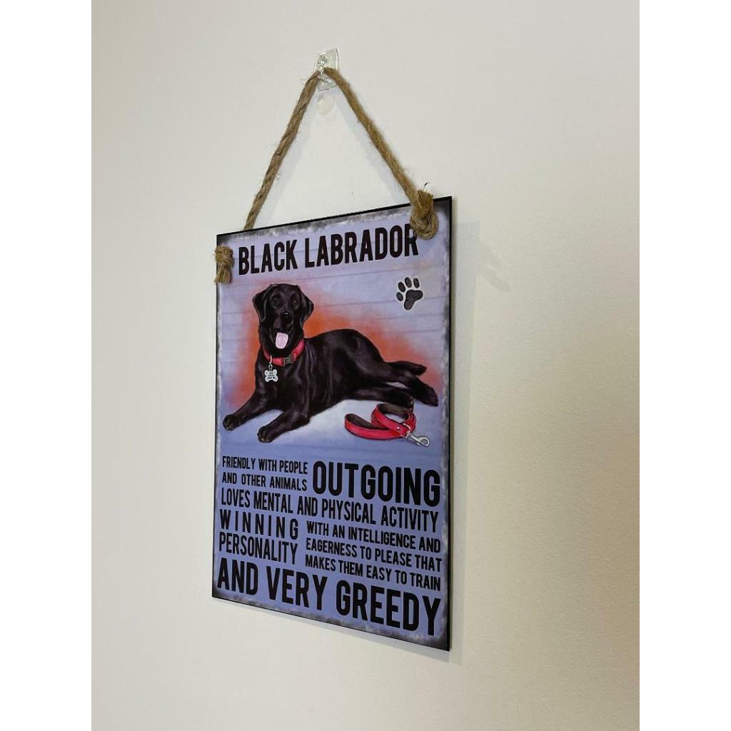 Black Labrador Dog Sign Metal Wall Door Hanging Dogs Sign Home Decor 27cm