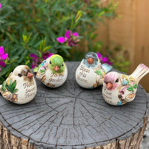 Bird Figurine Birds With Words Statue Sign Ornaments Sculpture Home Garden Decor