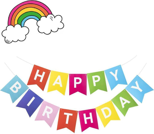 Rainbow Happy Birthday Banner Banners Colourful Birthday Party Decorations 20cm