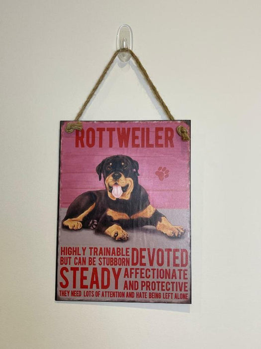 Rottweiler Dog Sign Metal Wall Door Hanging Dogs Sign Colourful Home Decor 27cm