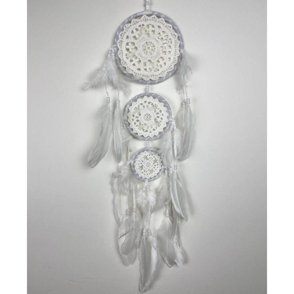 Dream Catcher with Feather Caught Dreams Wall Hanging Ornament White 65cm