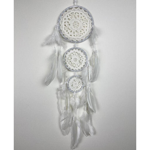 Dream Catcher with Feather Caught Dreams Wall Hanging Ornament White 65cm