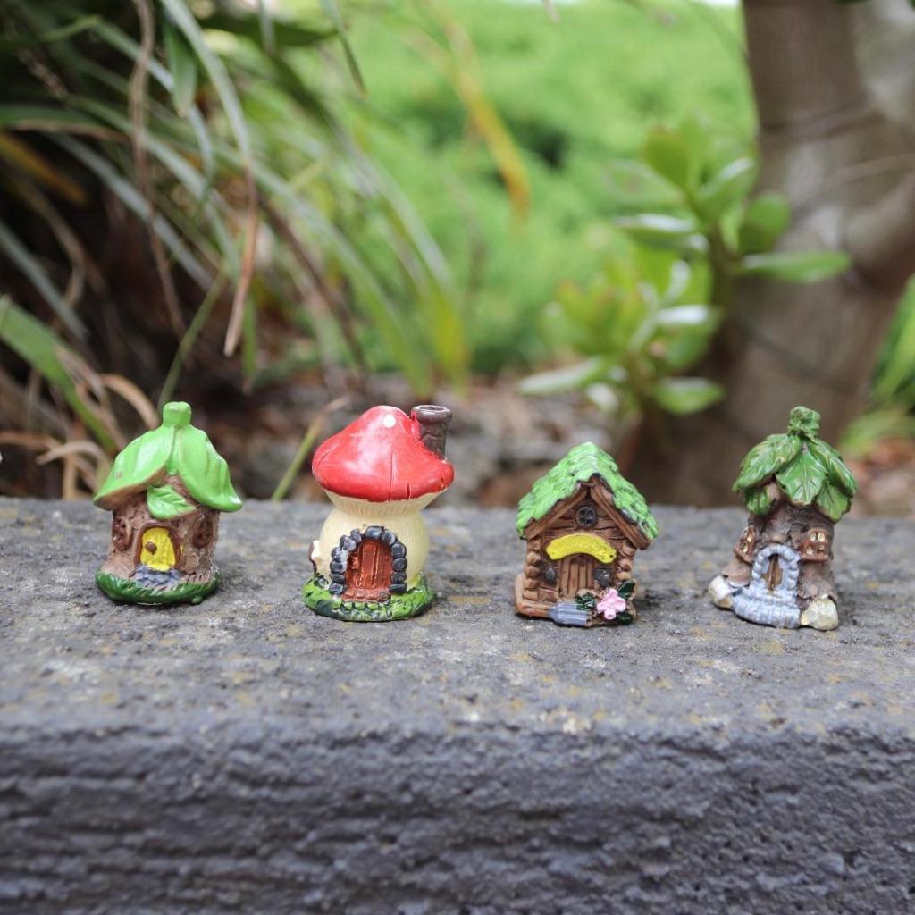 Miniature Fairy Garden House Mini Fairy House Cottage Mushroom House Set of 4