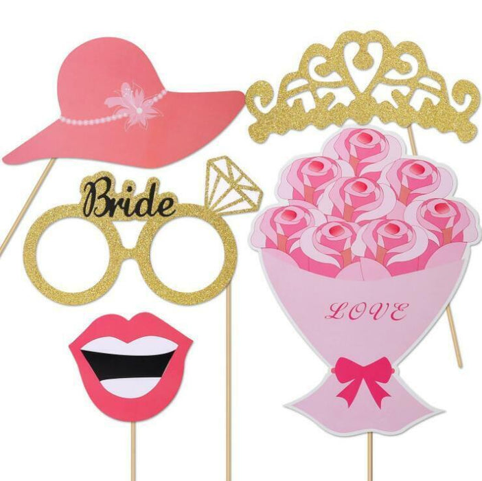 Wedding Photo Booth Props Kit Bridal Shower Bachelorette Party Supplies 52pc Set