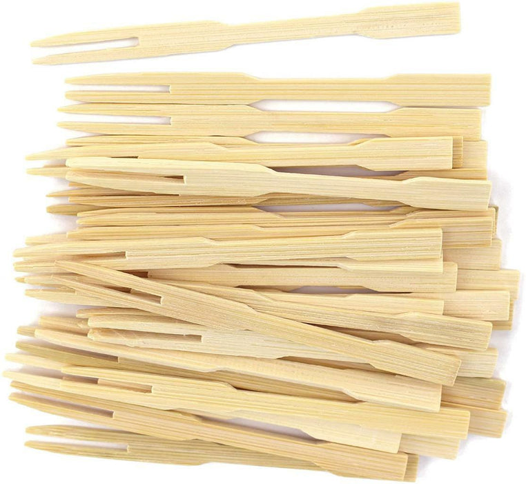 Bamboo Mini Forks Food Picks Wooden Fork Cocktail Party Finger Food Sticks