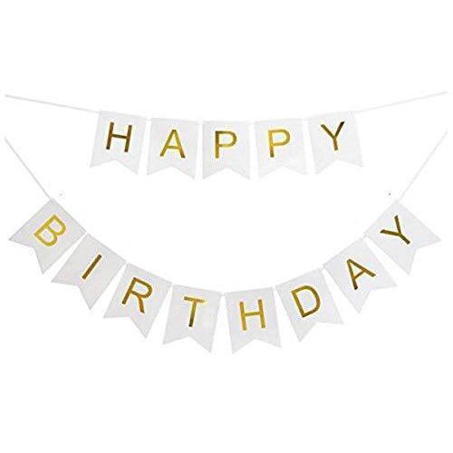 White Happy Birthday Banner Banners Baby Shower Birthday Party Decorations 20cm