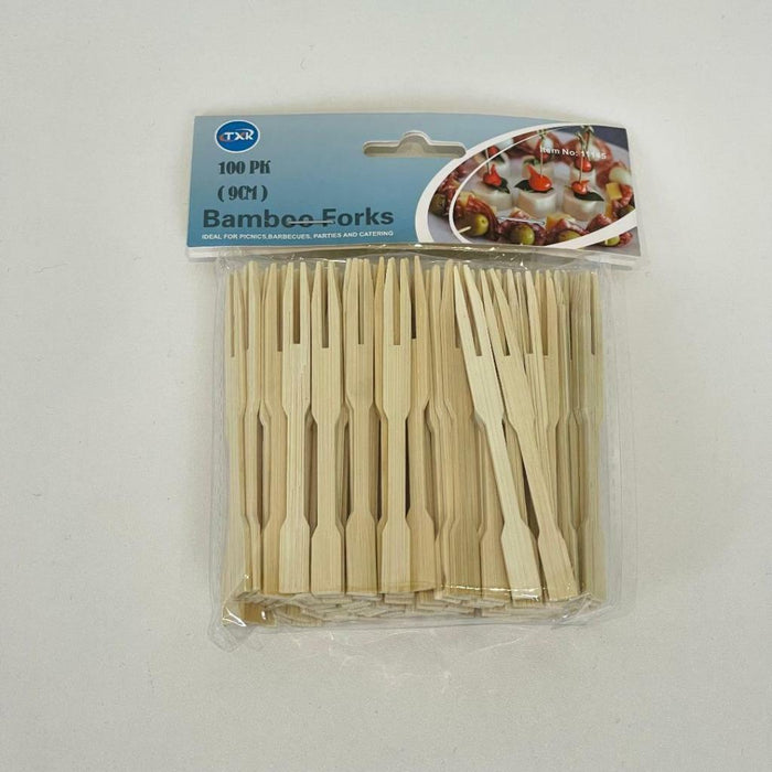 Bamboo Mini Forks Food Picks Wooden Fork Cocktail Party Finger Food Sticks