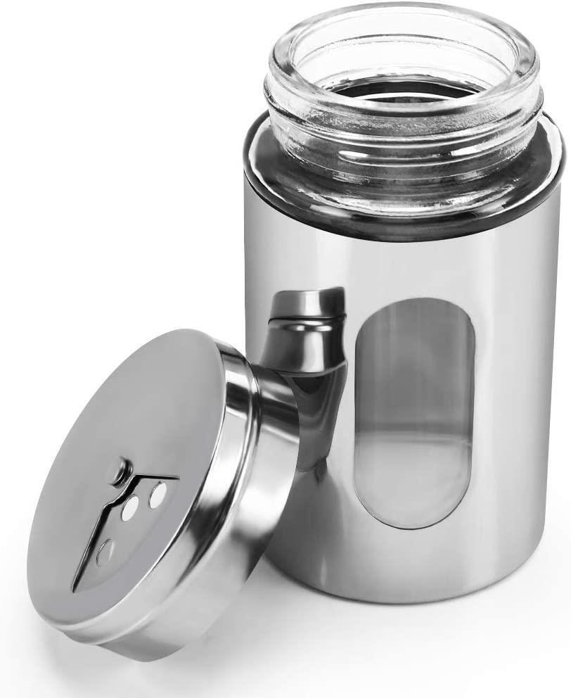 12x Glass Storage Jar with Shaker Lid Seasoning Spice Herb Salt Pepper Jars Bulk