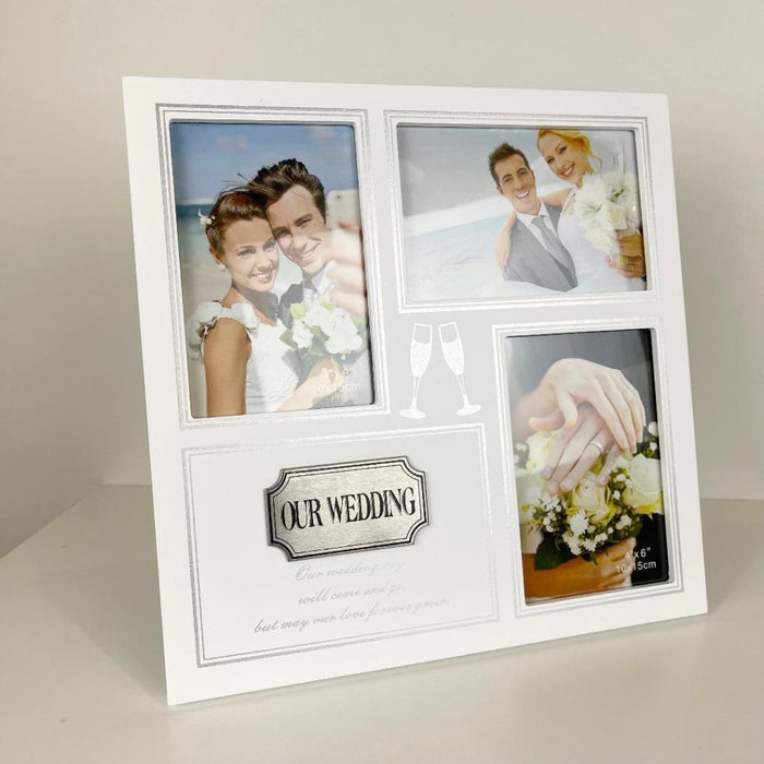 Our Wedding Photo Frame White Wood Picture Frame Newlywed Engagement gift 29cm