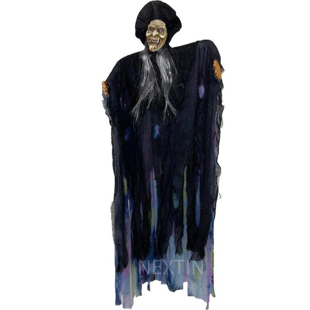 Halloween Hanging Witch with Spooky Sounds Scary Decoration Haunted House 1.4m
