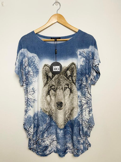 Caroline Morgan Women Casual Summer Top Husky Dog Print Loose Tops Plus Size