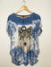 Caroline Morgan Women Casual Summer Top Husky Dog Print Loose Tops Plus Size