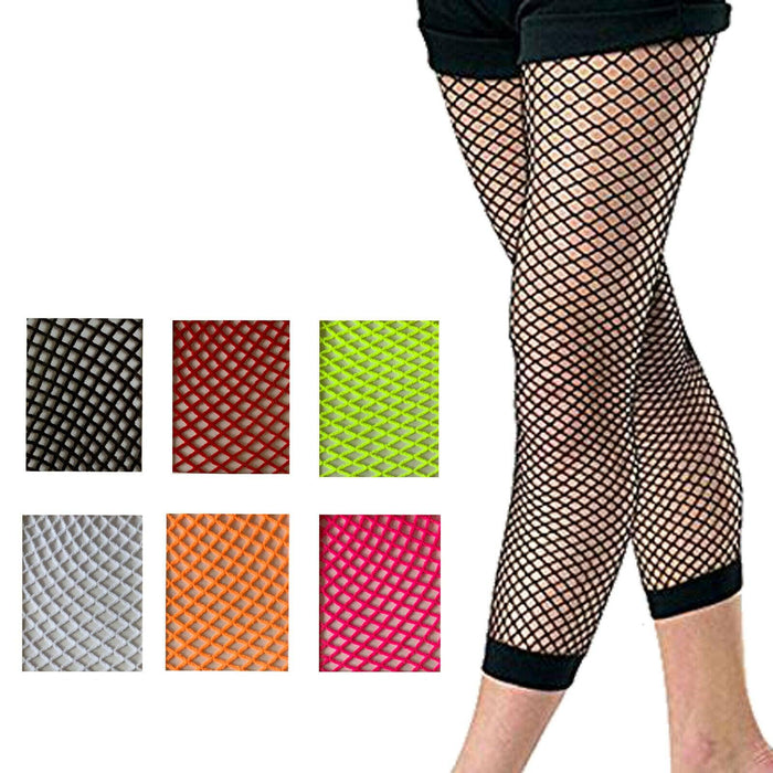 Women Fishnet Leggings Party Costume Dance Wear Neon Legging 1980s Colourful