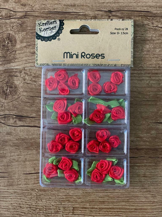 Mini Roses Flowers Ribbon Bows Craft Artificial Wedding Applique Sewing DIY 28pc