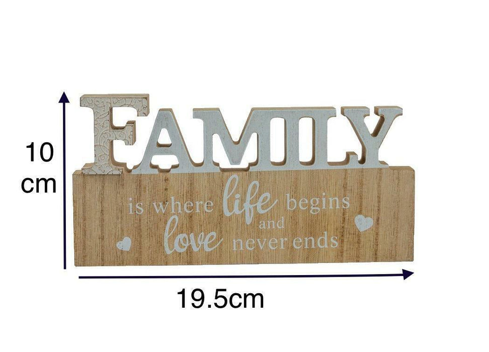 Family Table Sign Plaque Wood Home Signs Table Centerpiece Farmhouse Decor 19cm