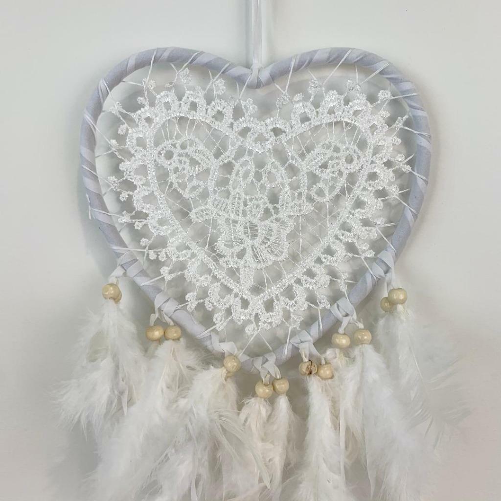 Dream Catcher with Feather Caught Dreams Wall Hanging Ornament Home Decor White