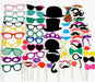 Photo Booth Props Set for Wedding Birthday Party Mustache Hats Glasses Lips 60pc