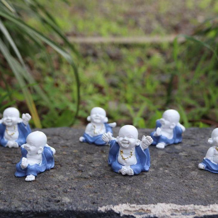 Small Miniature Laughing Buddha Statue Happy Lucky Mini Garden Fengshui Decor