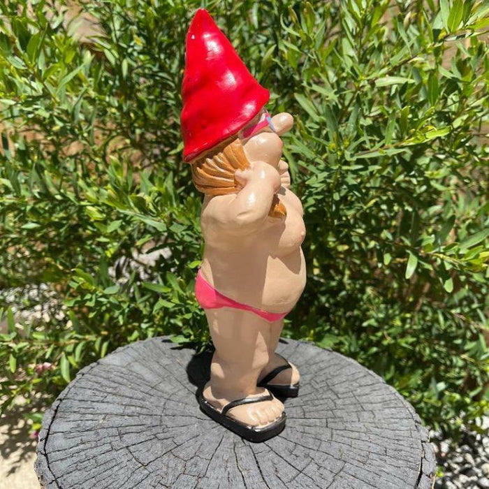 Garden Gnomes Naked Nude Gnome Drinking Naughty Garden Ornament Statue 2 x 29cm