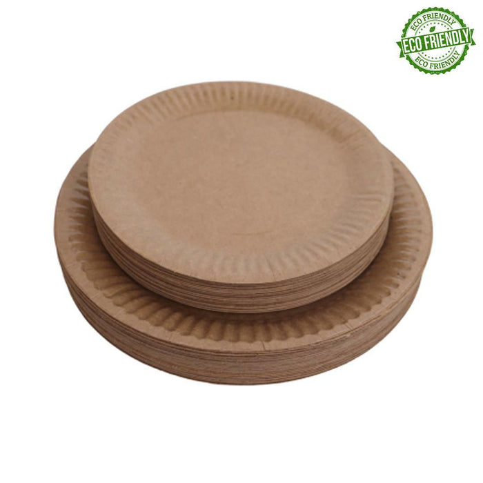 Disposable Brown Paper Plates Dinner Dessert Party Plate Eco-Friendly Bulk Buy