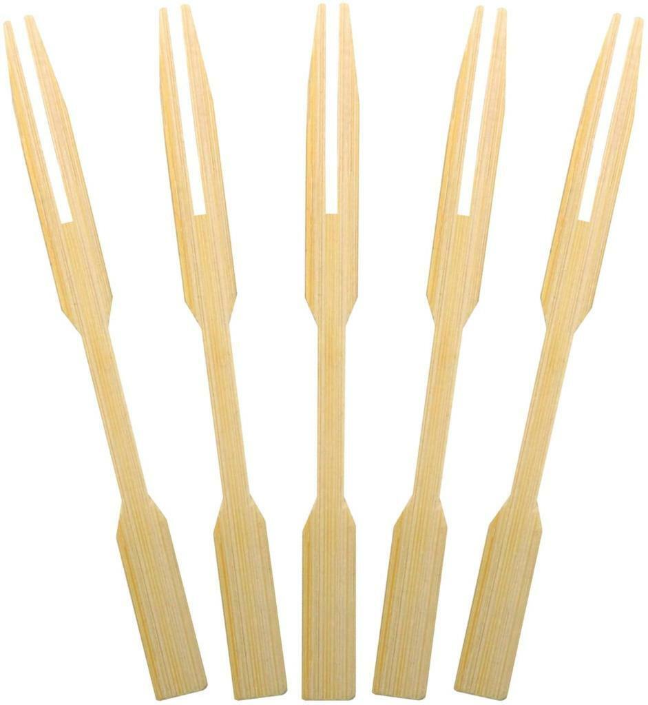 Bamboo Mini Forks Food Picks Wooden Fork Cocktail Party Finger Food Sticks