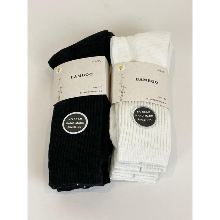 Bamboo Socks Crew Sock Business Work Men s7-11 Black White Pack of 6 pairs