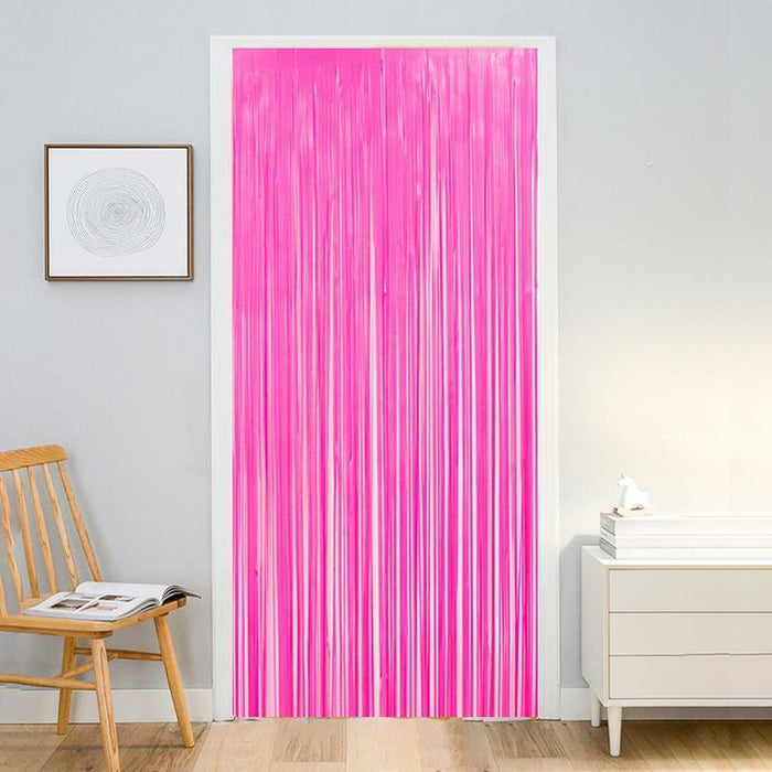 Party Backdrop Foil Curtain Fringe Tinsel Curtains Macaron Plastic Durable 2pcs