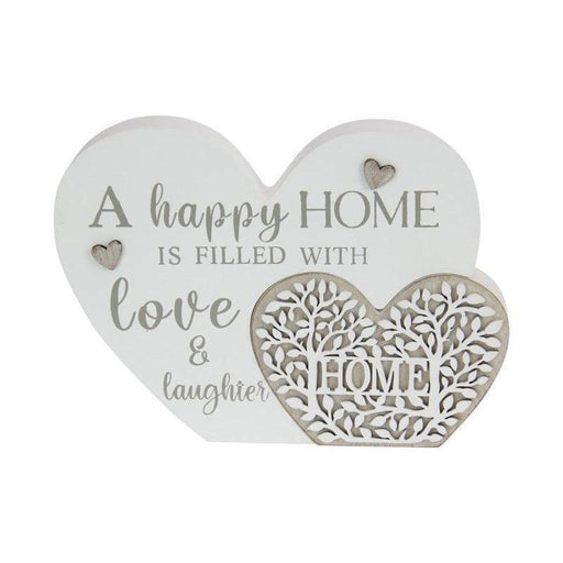 Happy Home Table Sign Plaque Wood Love Home Sign Tree of Life Farmhouse Decor