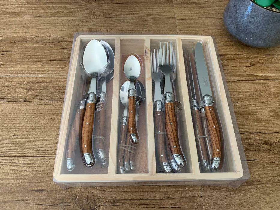 Chateau Laguiole Cutlery Set & Steak Knife Stainless Steel Dinner Wood Colour