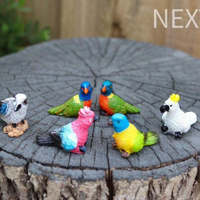 Miniature Birds Figurines Mini Australian Bird Rainbow lorikeet Fairy Garden 6pc